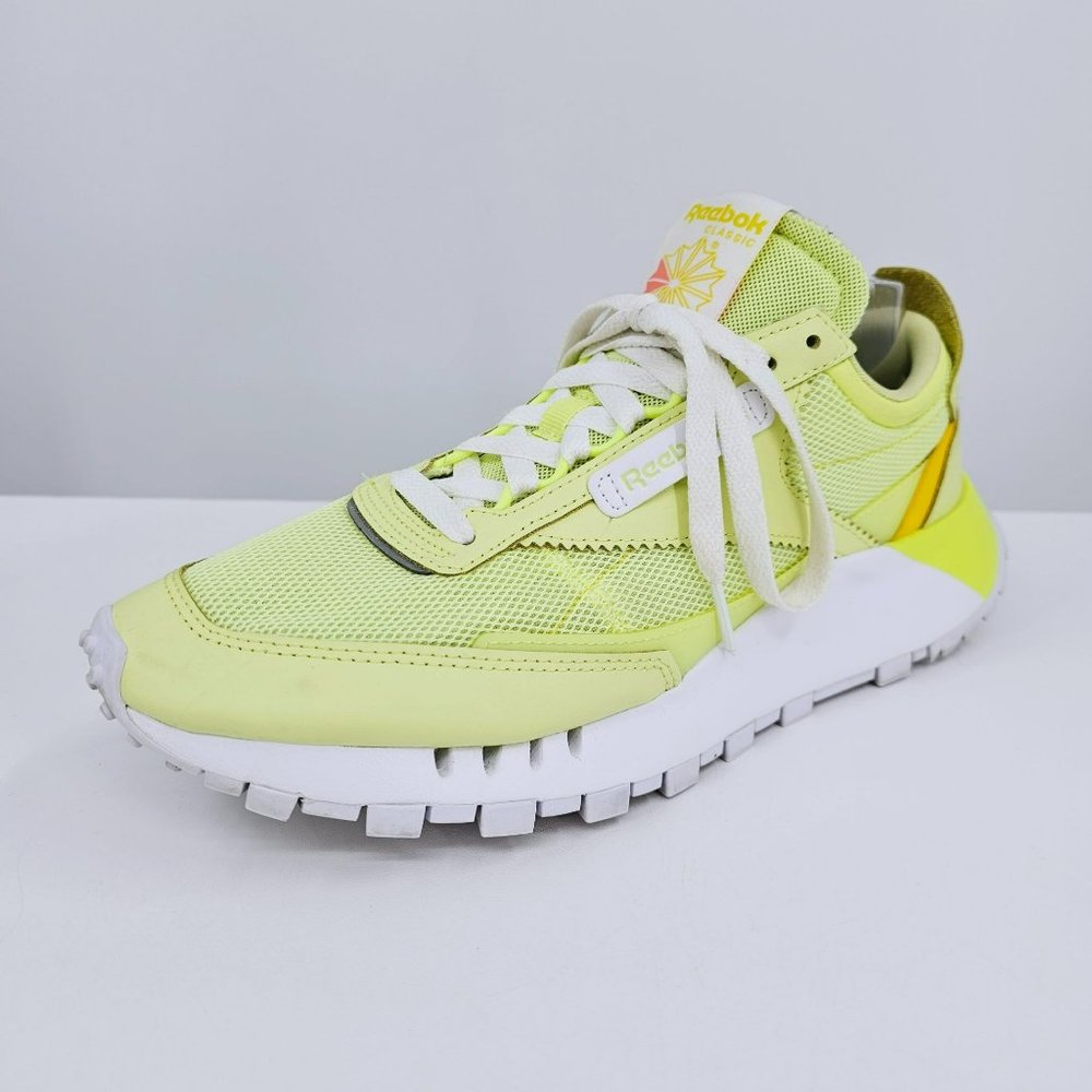 Reebok Womens Classic Leather Legacy Sneakers 10 Energy Glow Yellow Green White